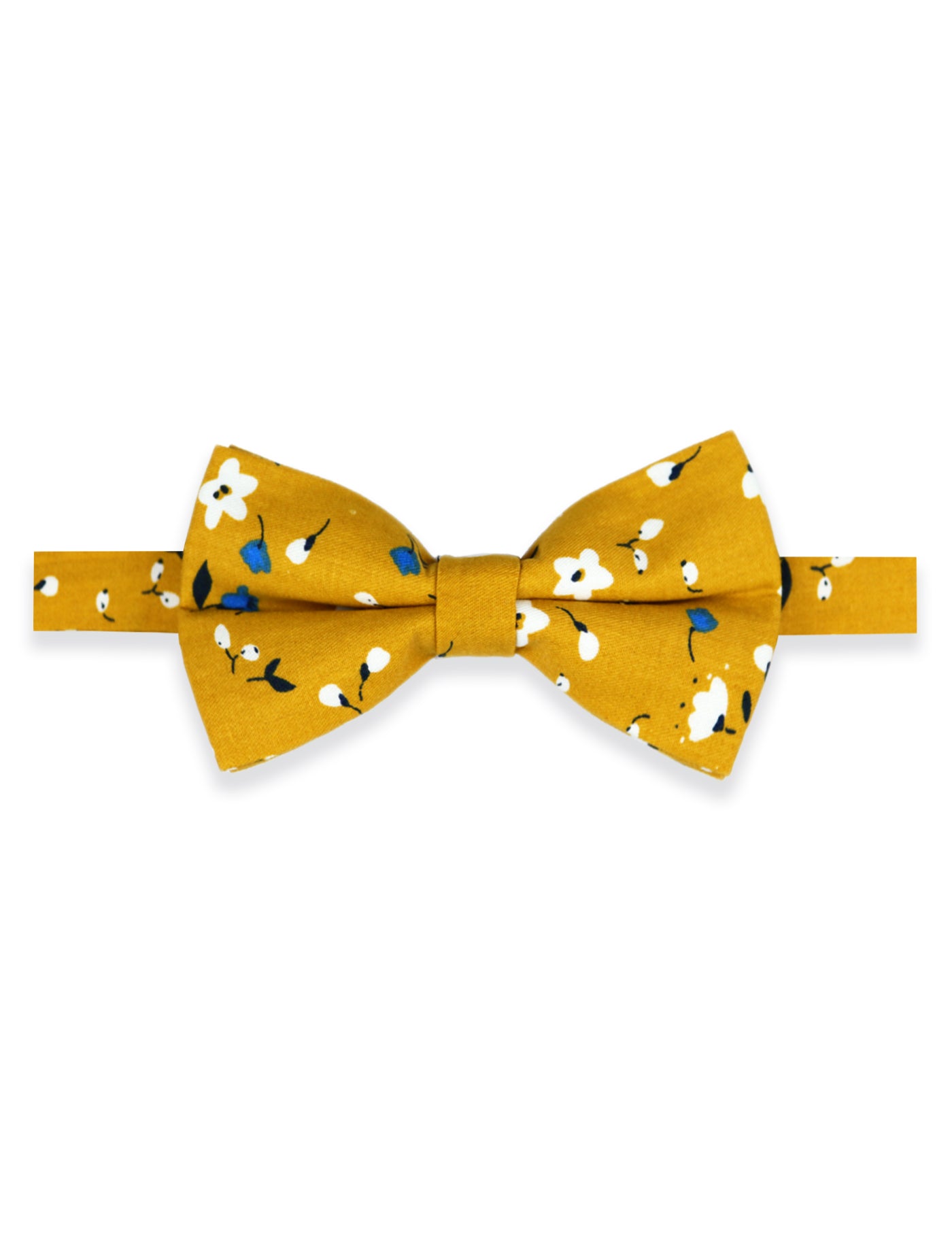 100% Cotton Floral Print Tie - Yellow & Blue