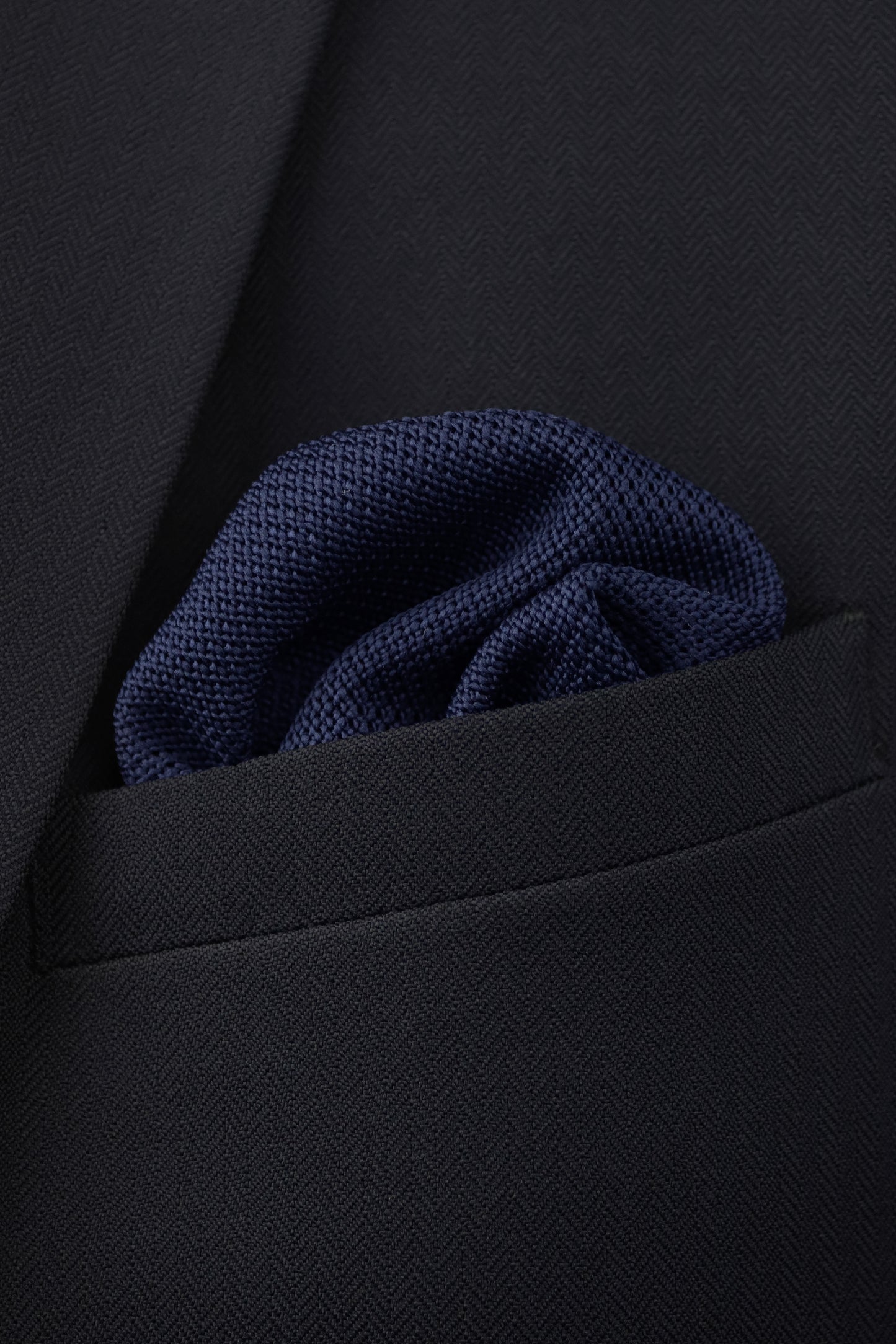 Knitted Pocket Square - Navy Blue