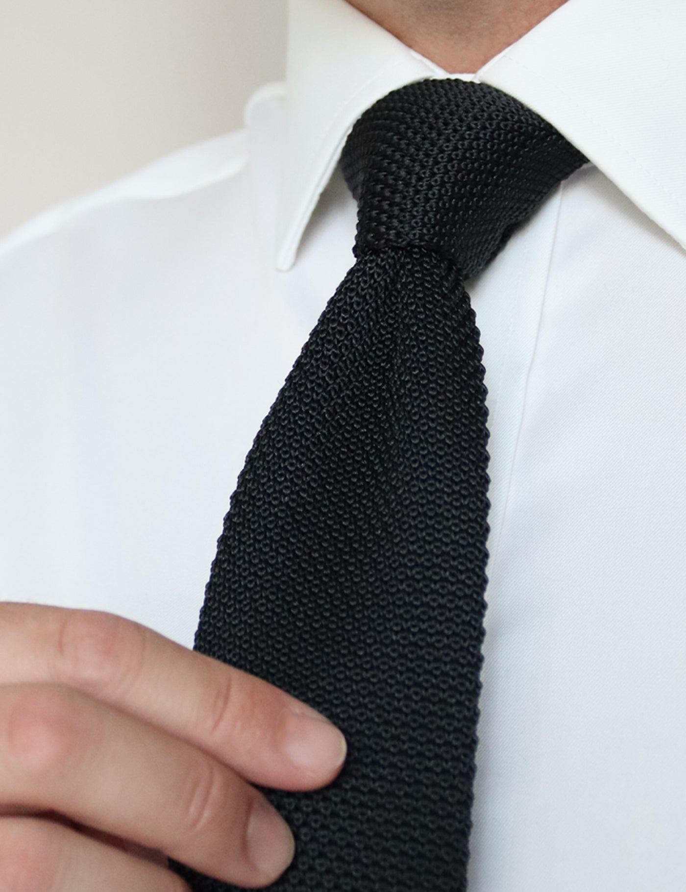 100% Polyester Square End Knitted Tie - Black