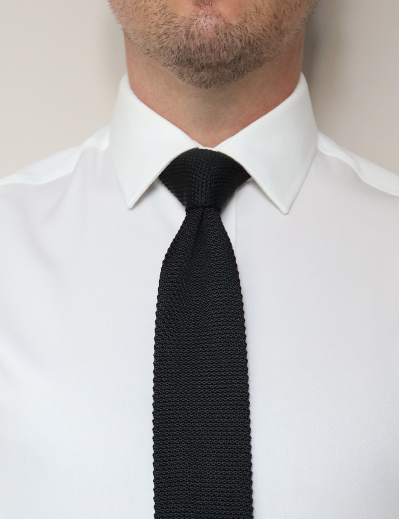 100% Polyester Square End Knitted Tie - Black