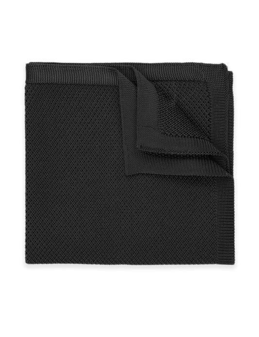 100% Polyester Knitted Pocket Square - Black