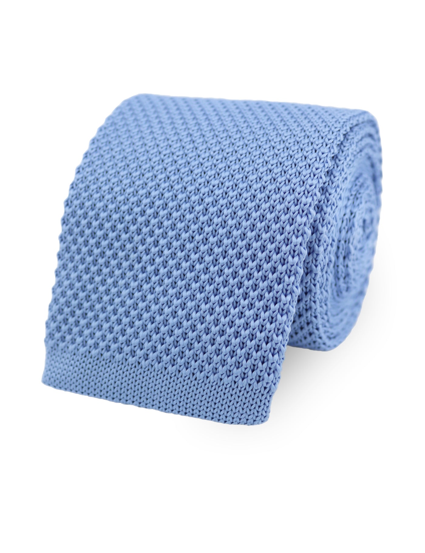 100% Polyester Square End Knitted Tie - Light Blue