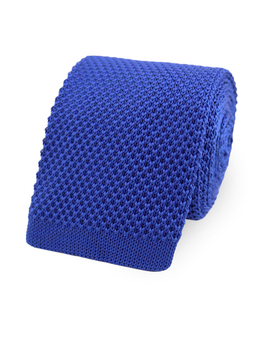 100% Polyester Square End Knitted Tie - Royal Blue