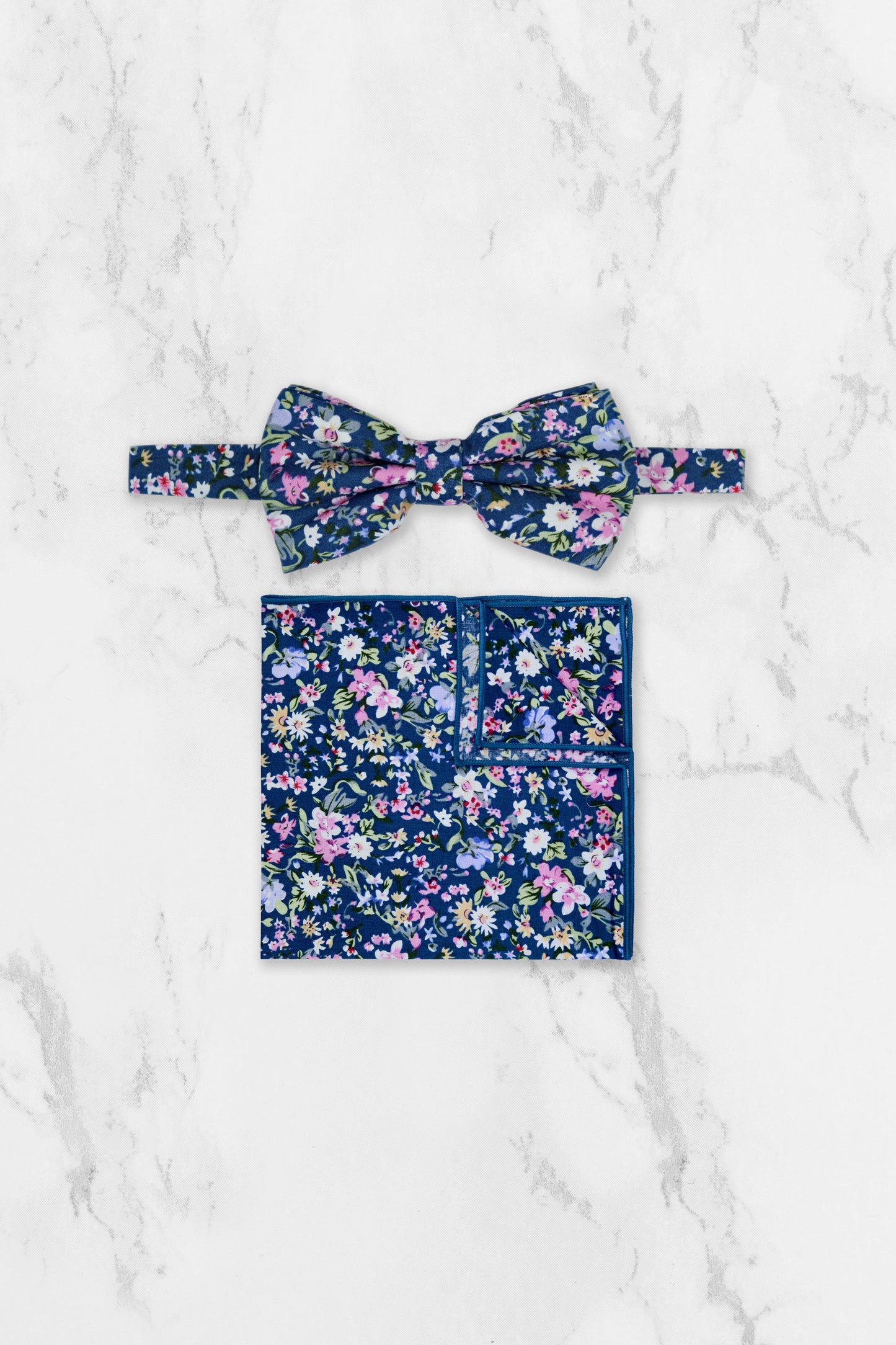 100% Cotton Floral Print Child Bow Tie - Blue & Pink