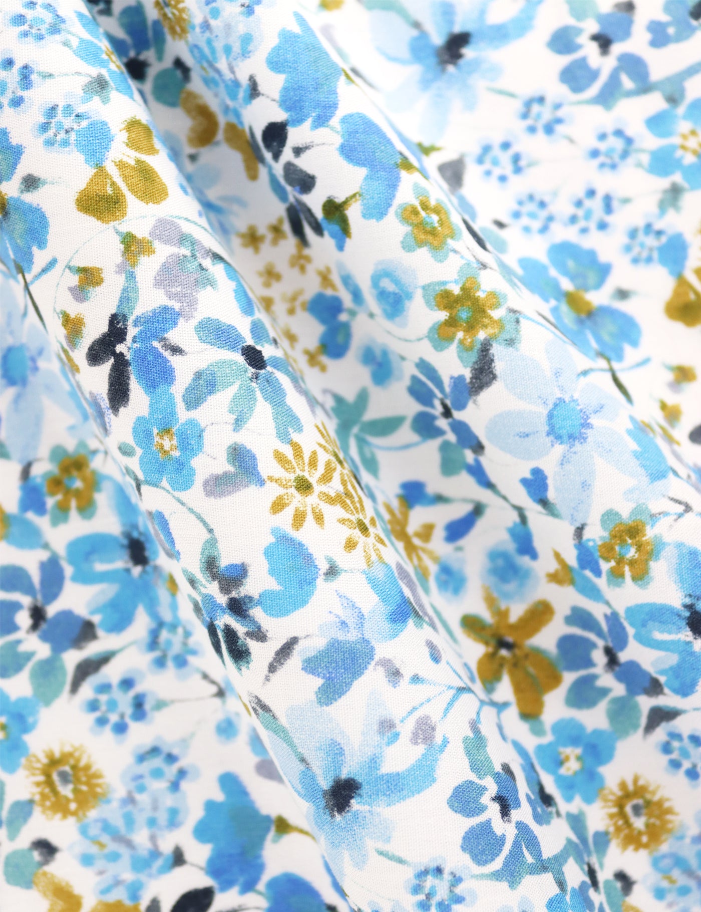 100% Cotton Floral Print Pocket Square - Blue & Yellow