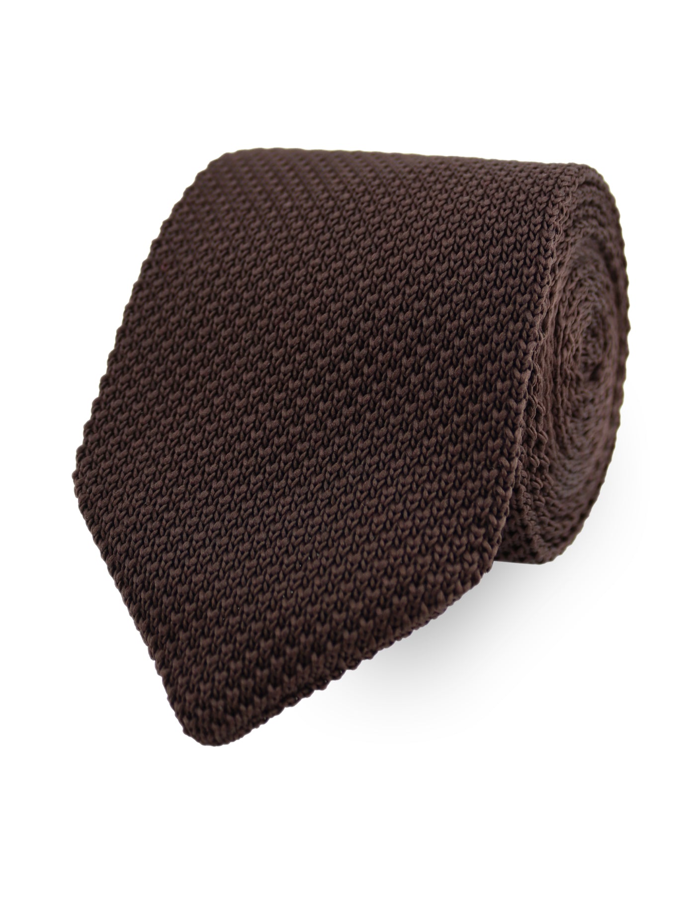 100% Polyester Diamond End Knitted Tie - Dark Brown