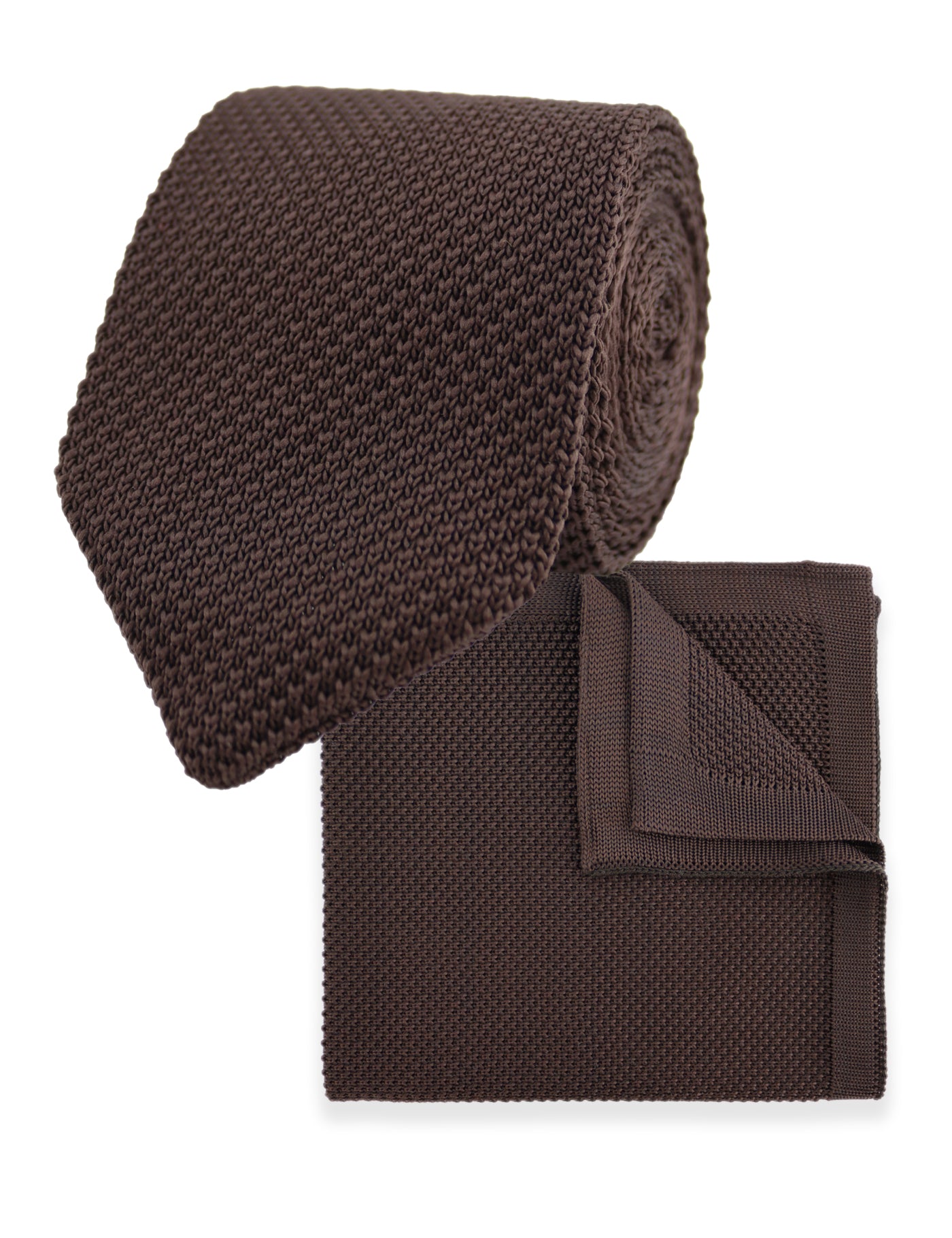 100% Polyester Diamond End Knitted Tie - Dark Brown