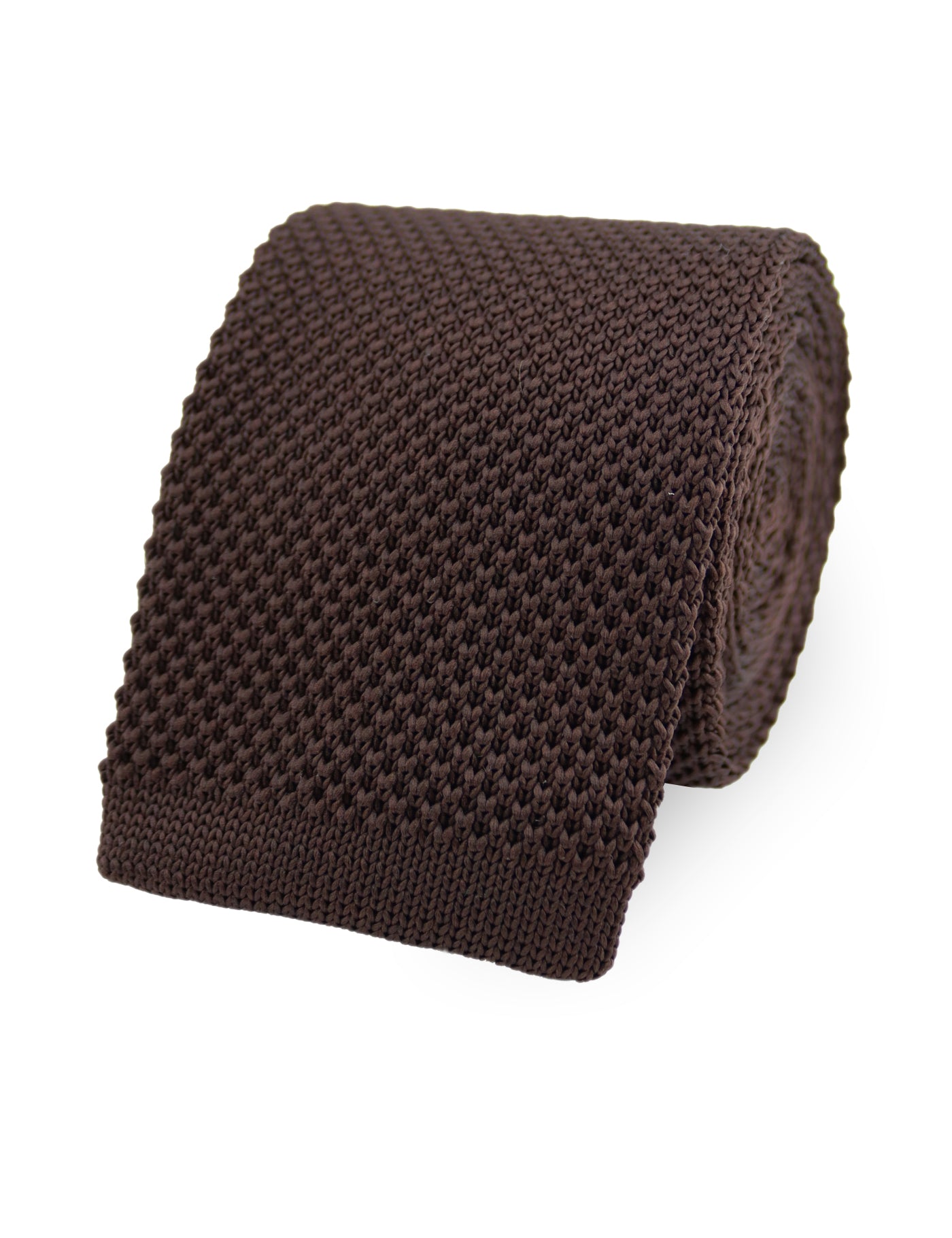 100% Polyester Diamond End Knitted Tie - Dark Brown