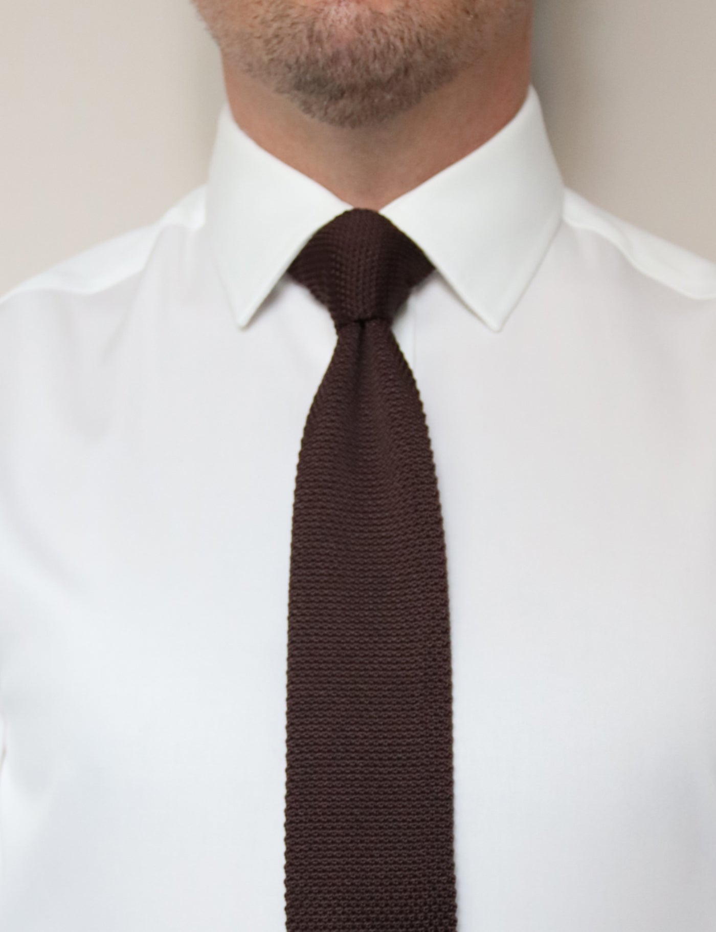 100% Polyester Diamond End Knitted Tie - Dark Brown