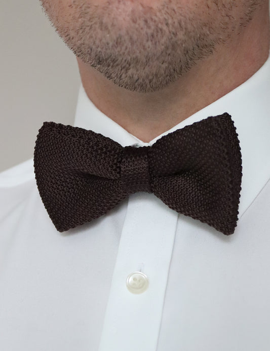 100% Polyester Knitted Bow Tie - Dark Brown