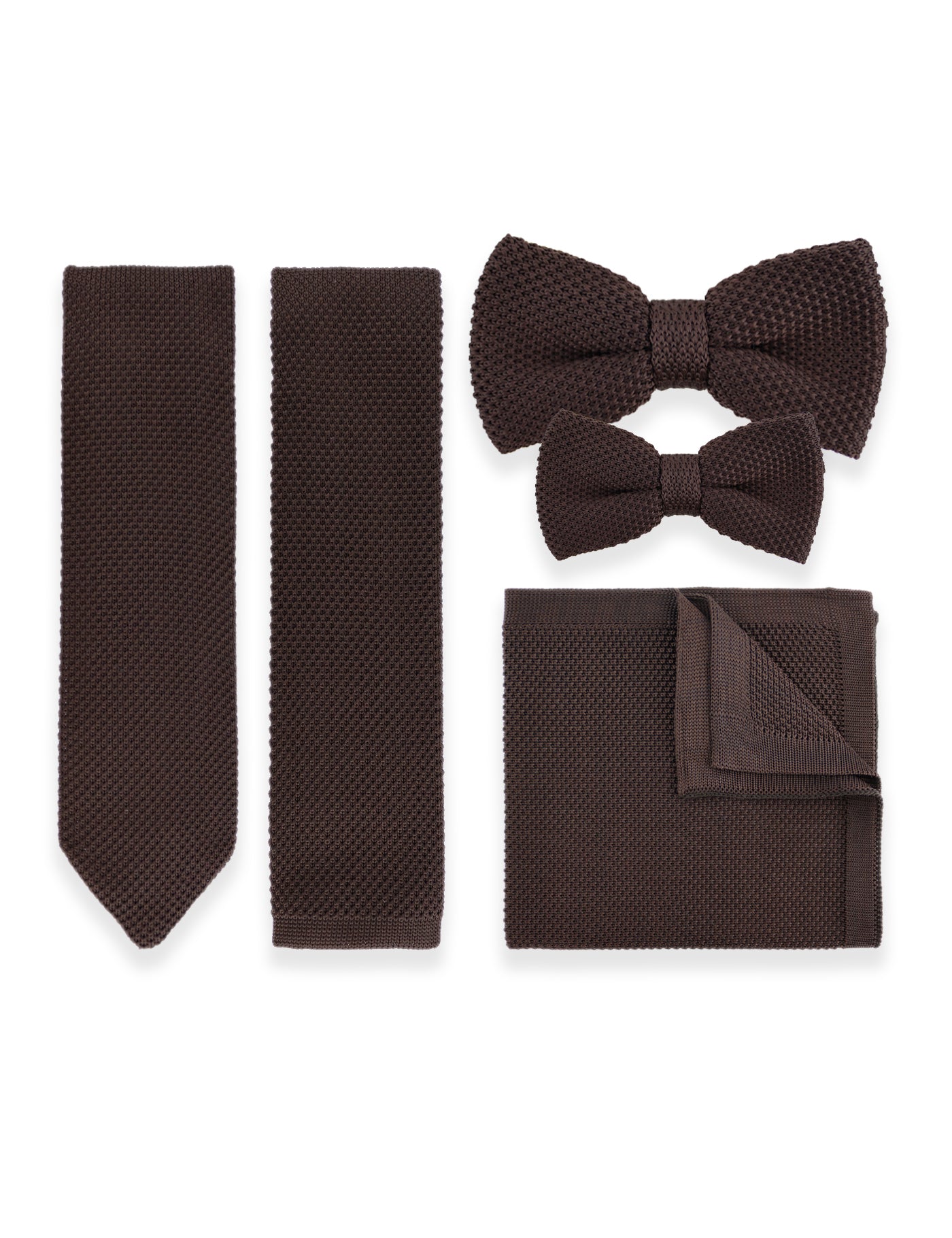 100% Polyester Diamond End Knitted Tie - Dark Brown