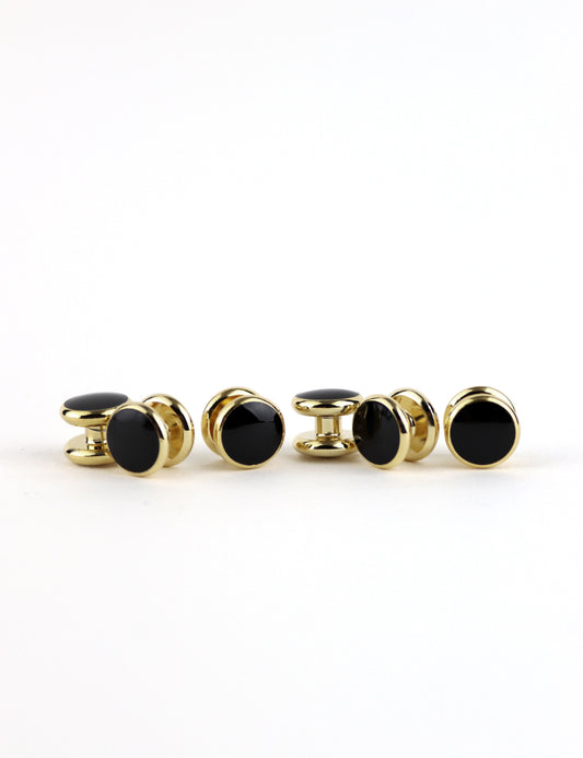 Cufflinks - Black & Gold Studs