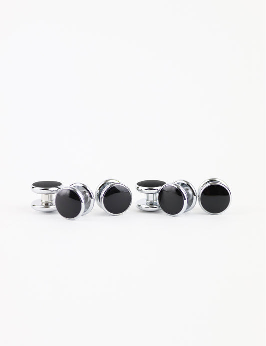 Cufflinks - Black & Silver Studs