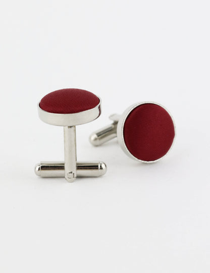 Woven Fabric Faced Cufflinks - Brown