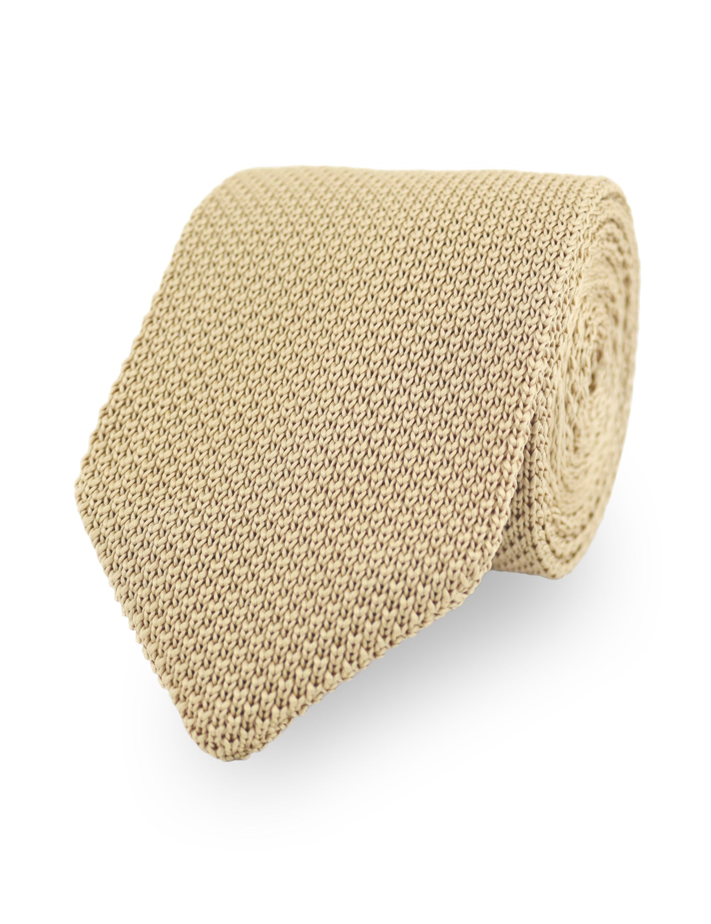 100% Polyester Square End Knitted Tie - Beige