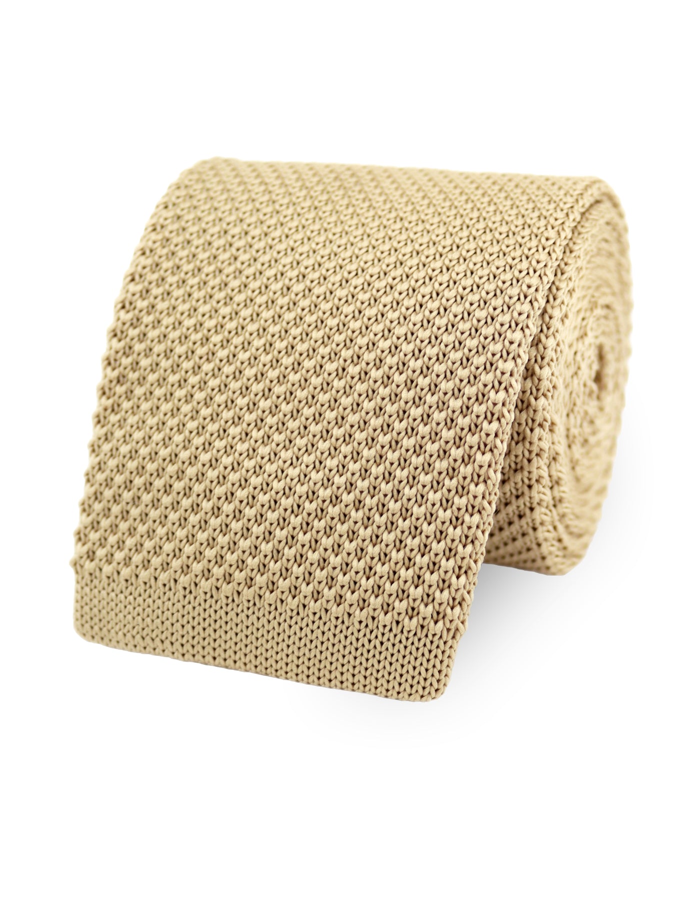 100% Polyester Square End Knitted Tie - Beige