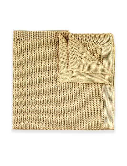 100% Polyester Knitted Pocket Square - Beige