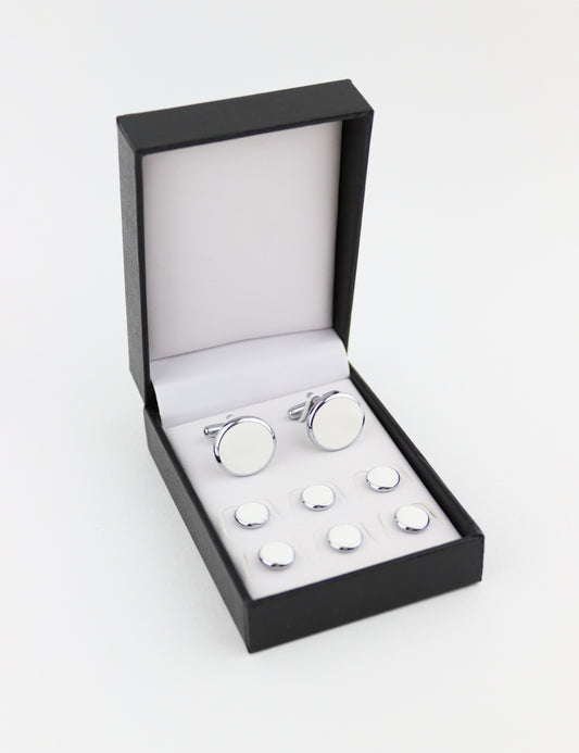 Cufflinks - White & Silver Tuxedo Set