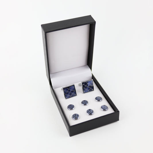 Cufflinks - Navy & Silver Tuxedo Set