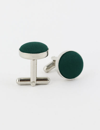 Woven Fabric Faced Cufflinks - Brown