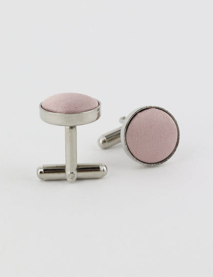 Woven Fabric Faced Cufflinks - Brown