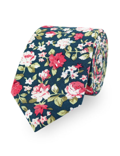 100% Cotton Floral Print Child Bow Tie - Green & Pink