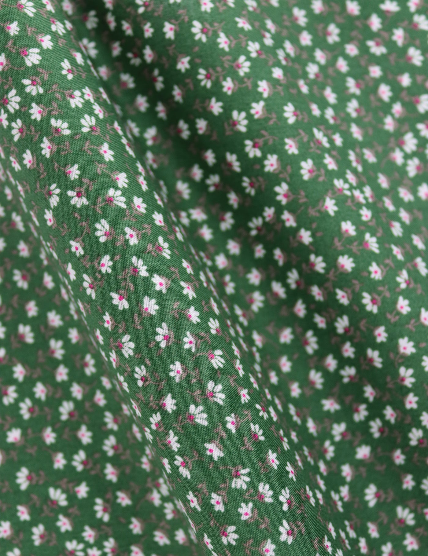 100% Cotton Floral Print Tie - Green & White