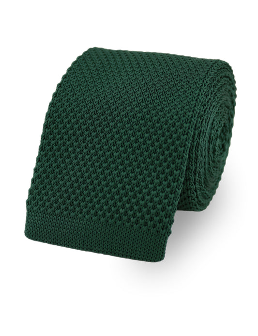 100% Polyester Square End Knitted Tie - Dark Green