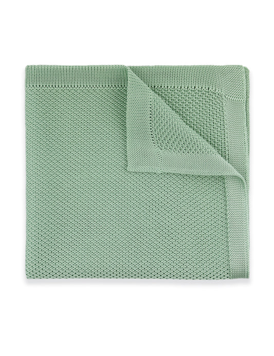 100% Polyester Knitted Pocket Square - Sage Green