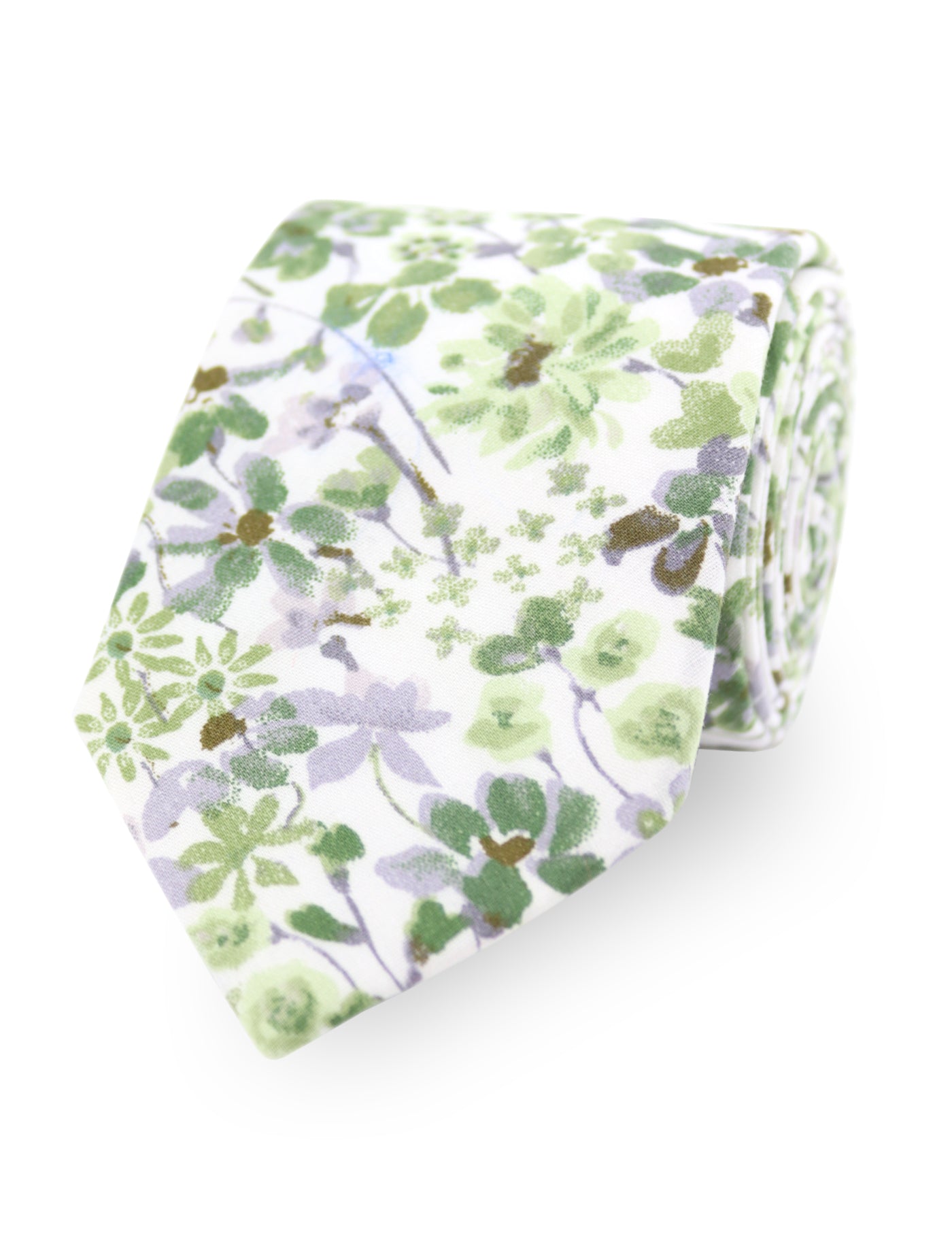 100% Cotton Floral Print Bow Tie - Green