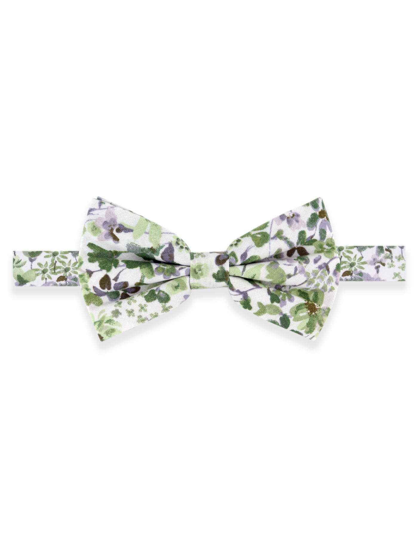 100% Cotton Floral Print Bow Tie - Green