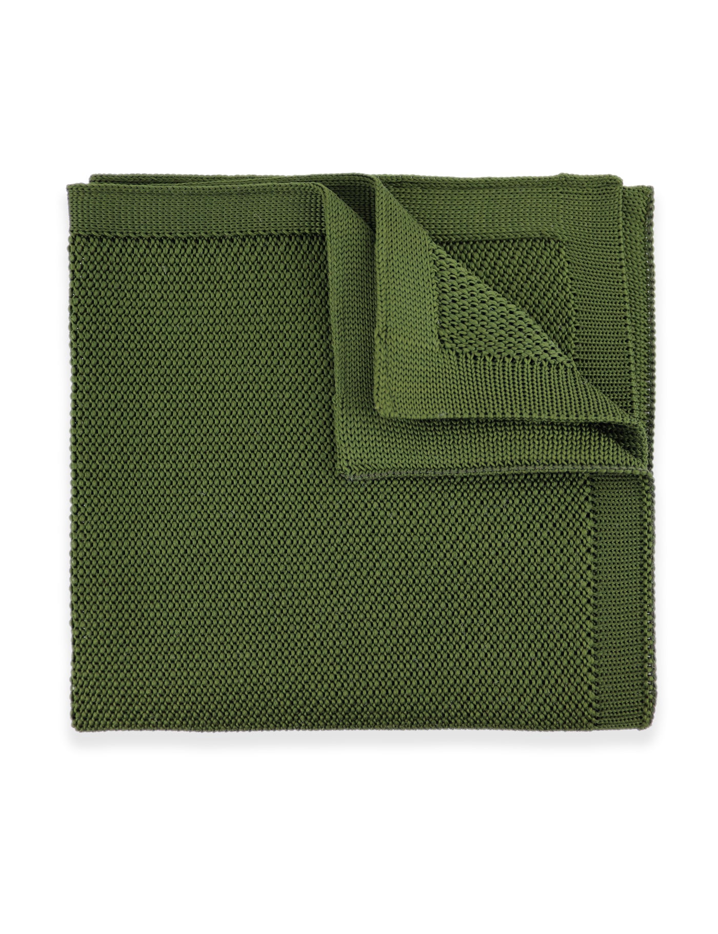 100% Polyester Knitted Pocket Square - Olive Green