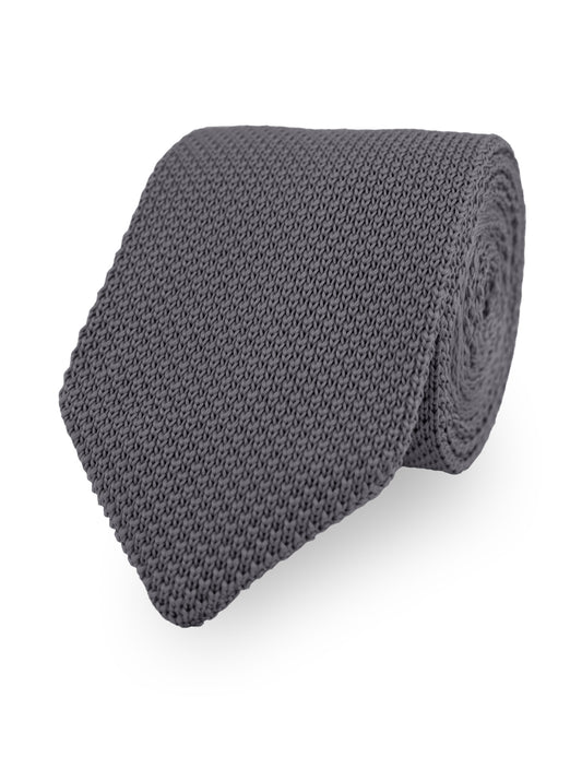 100% Polyester Diamond End Knitted Tie - Dark Grey