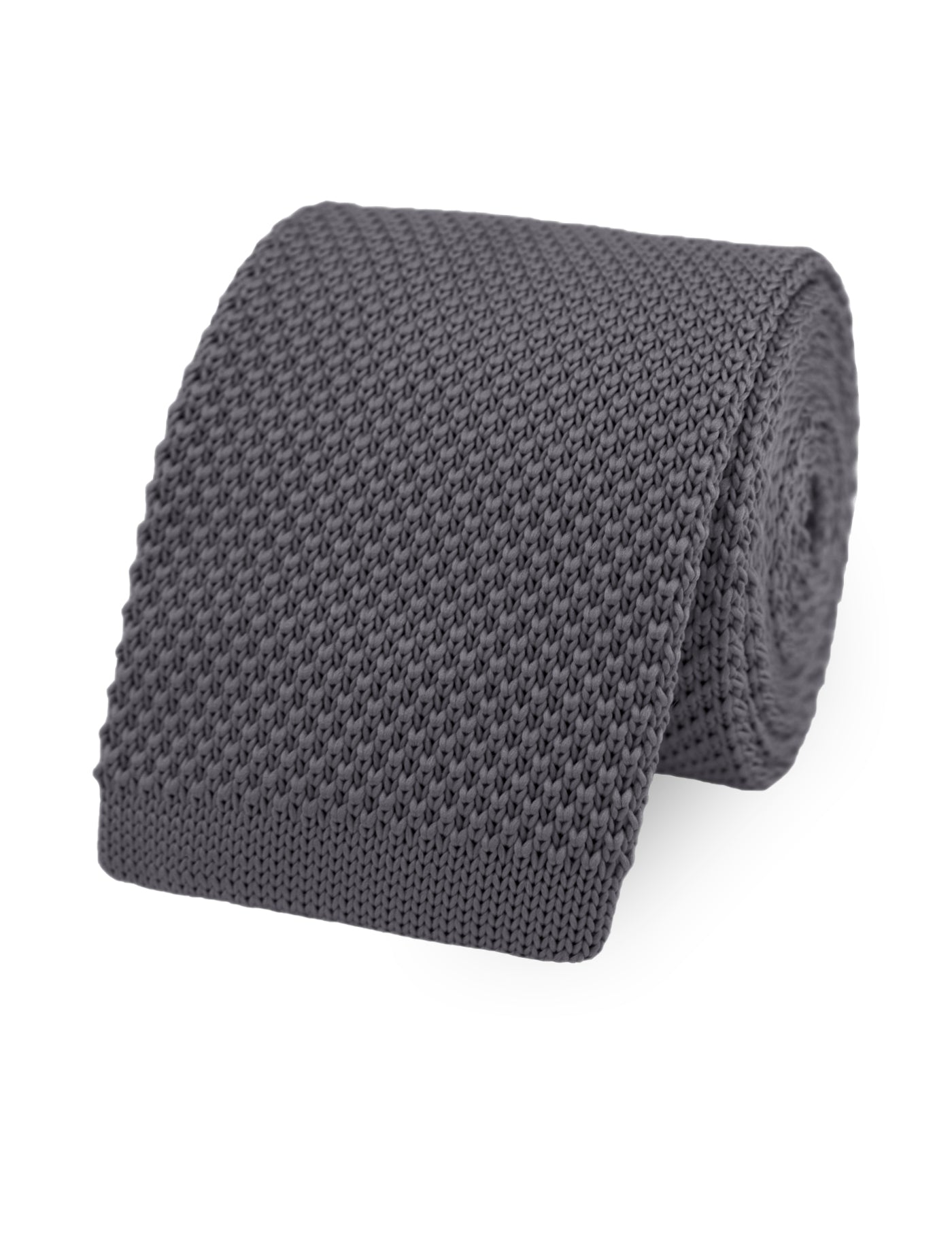 100% Polyester Square End Knitted Tie - Dark Grey