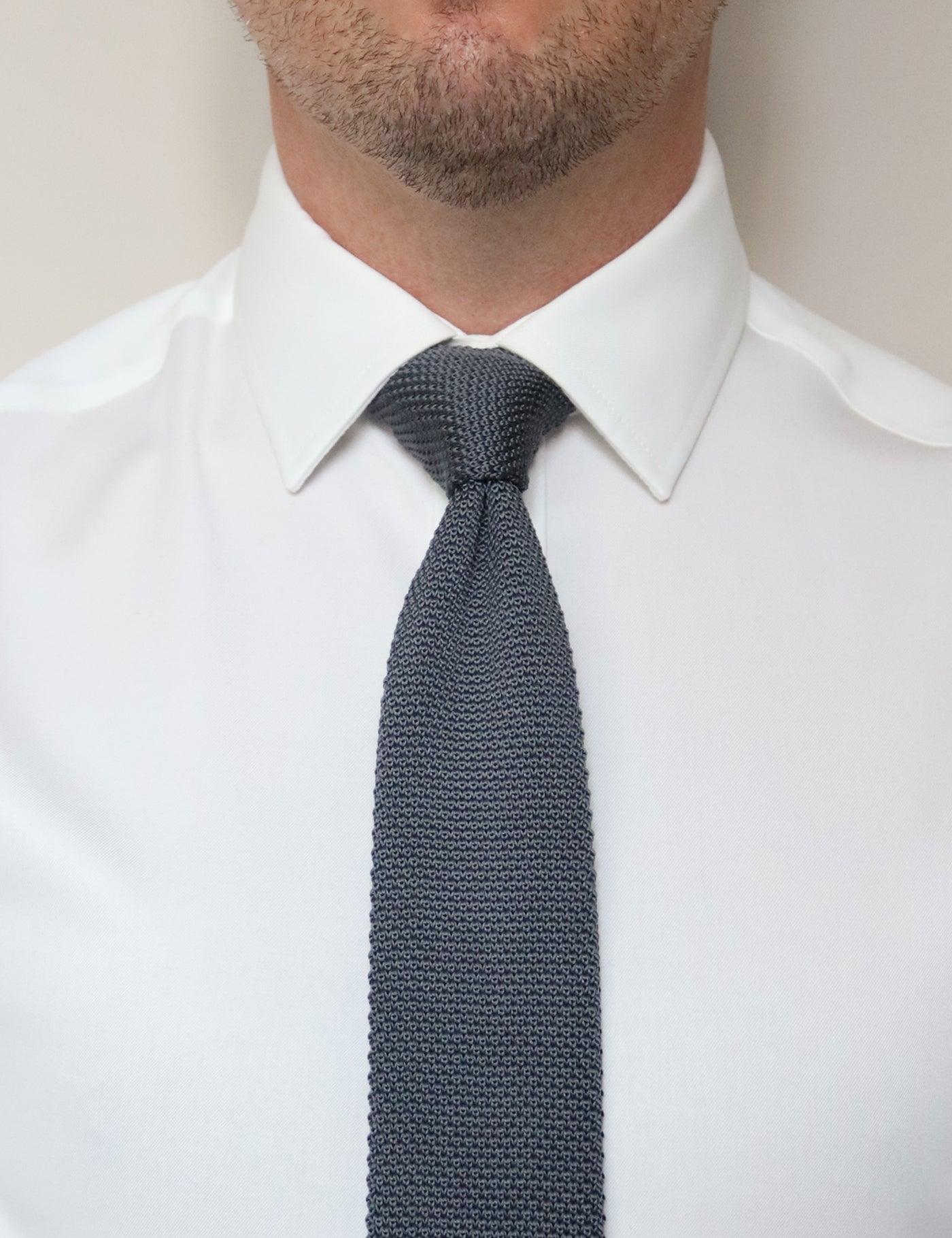 100% Polyester Square End Knitted Tie - Dark Grey