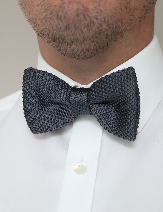 100% Polyester Knitted Bow Tie - Dark Grey