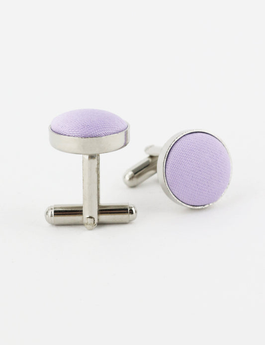 Woven Fabric Faced Cufflinks - Pastel Purple