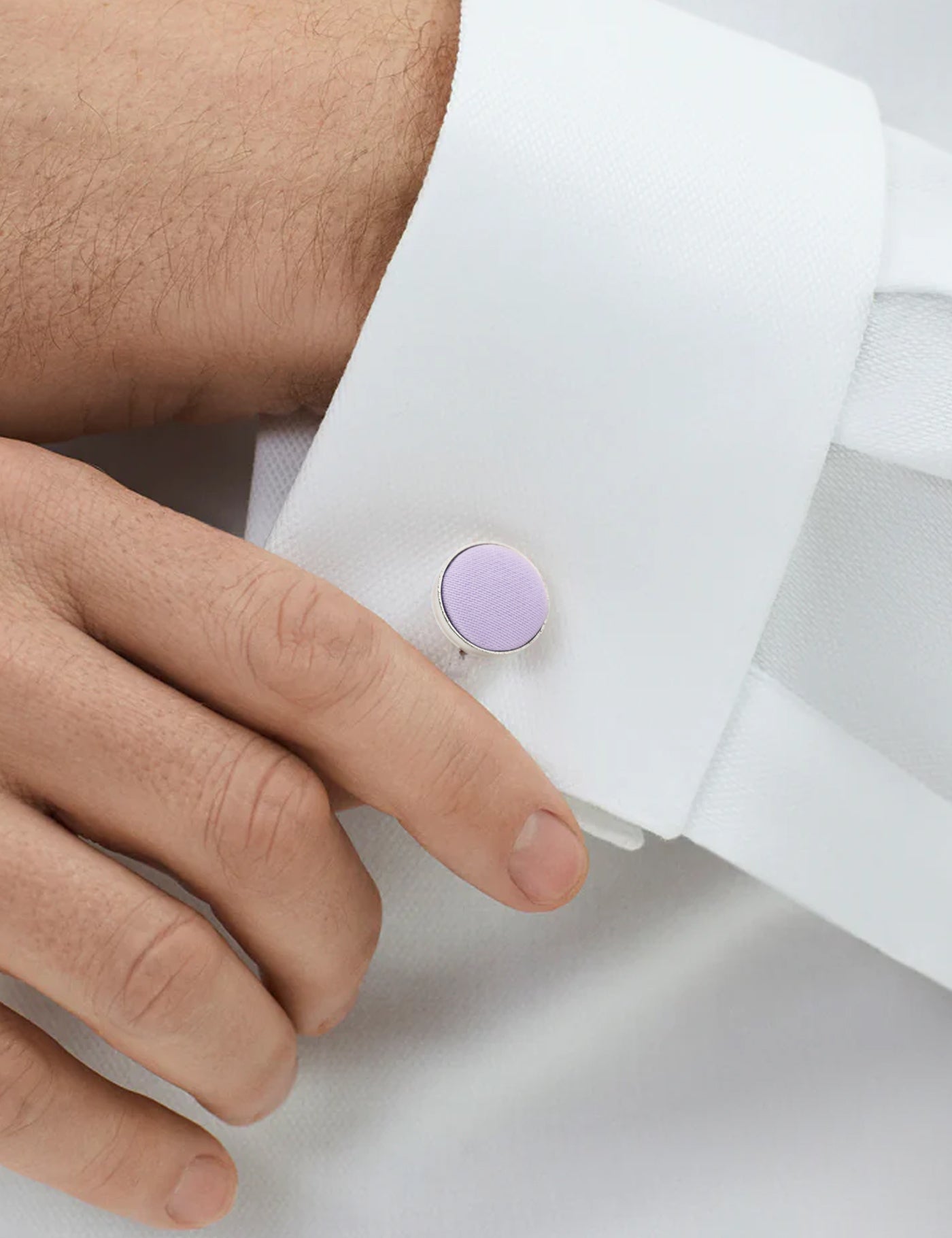 Woven Fabric Faced Cufflinks - Pastel Purple