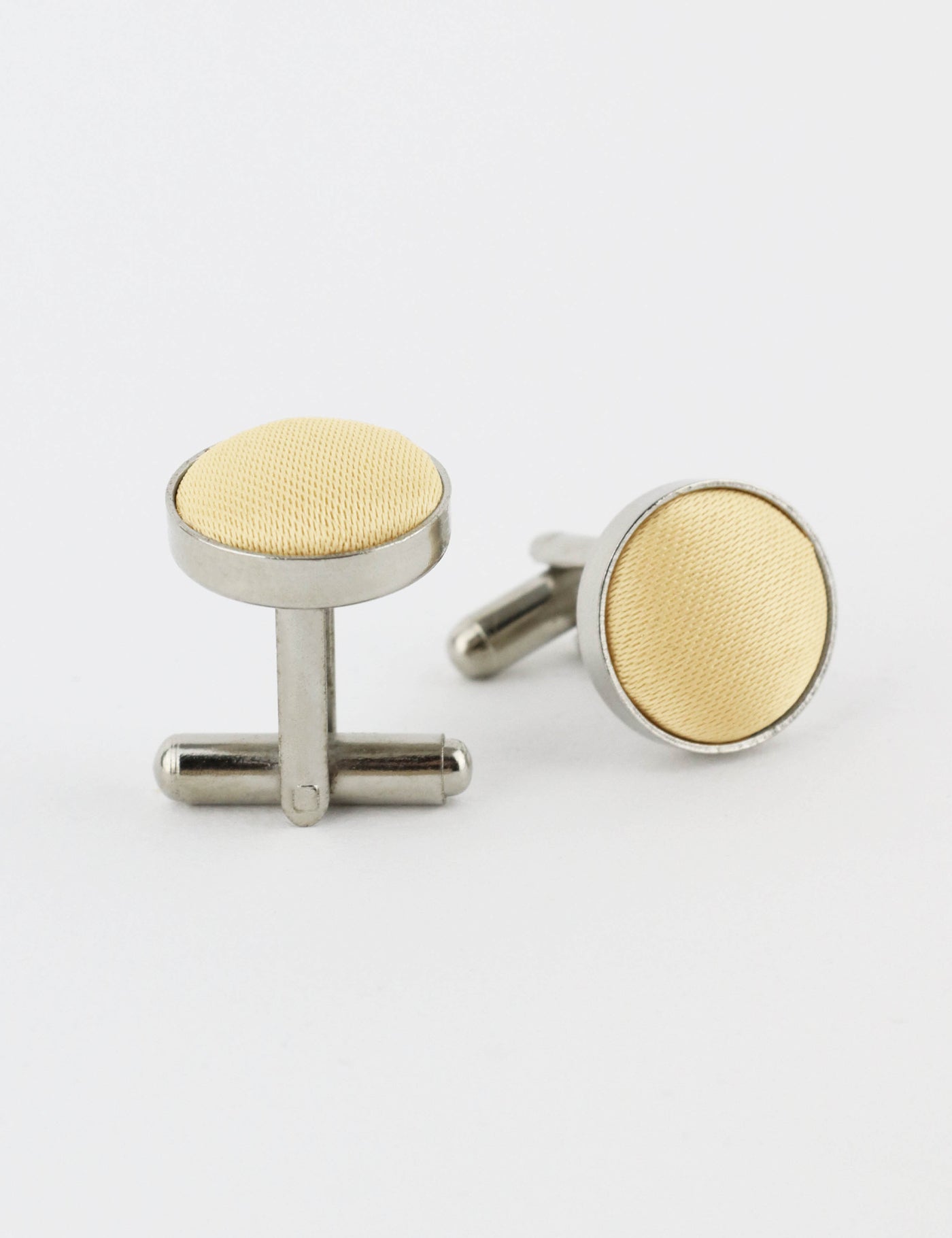 Woven Fabric Faced Cufflinks - Brown