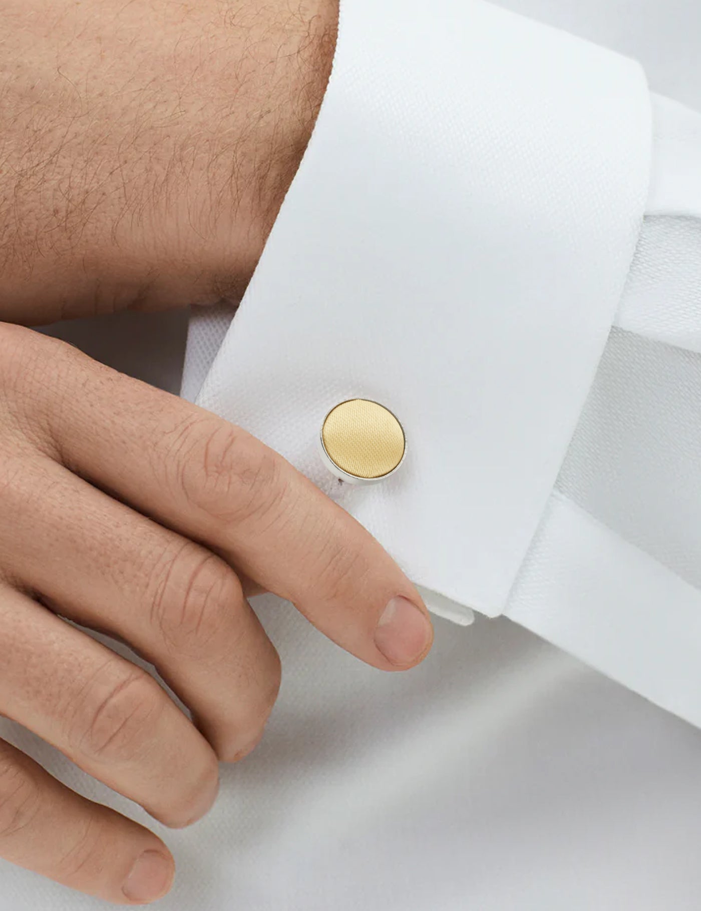 Woven Fabric Faced Cufflinks - Pastel Yellow