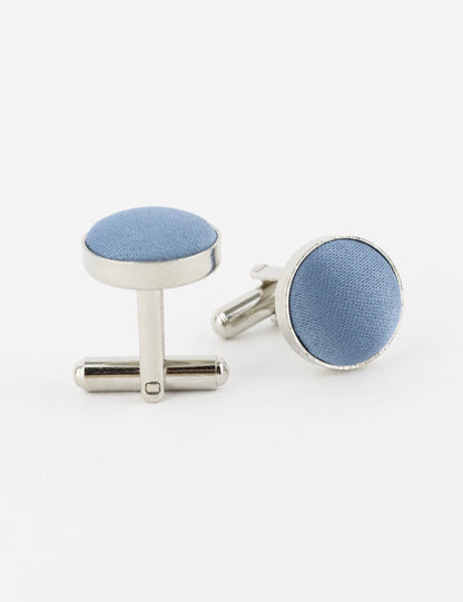 Woven Fabric Faced Cufflinks - Brown