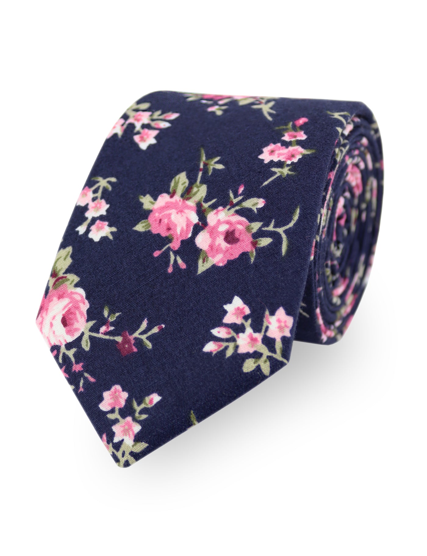 100% Cotton Floral Print Child Bow Tie - Navy Blue & Pink