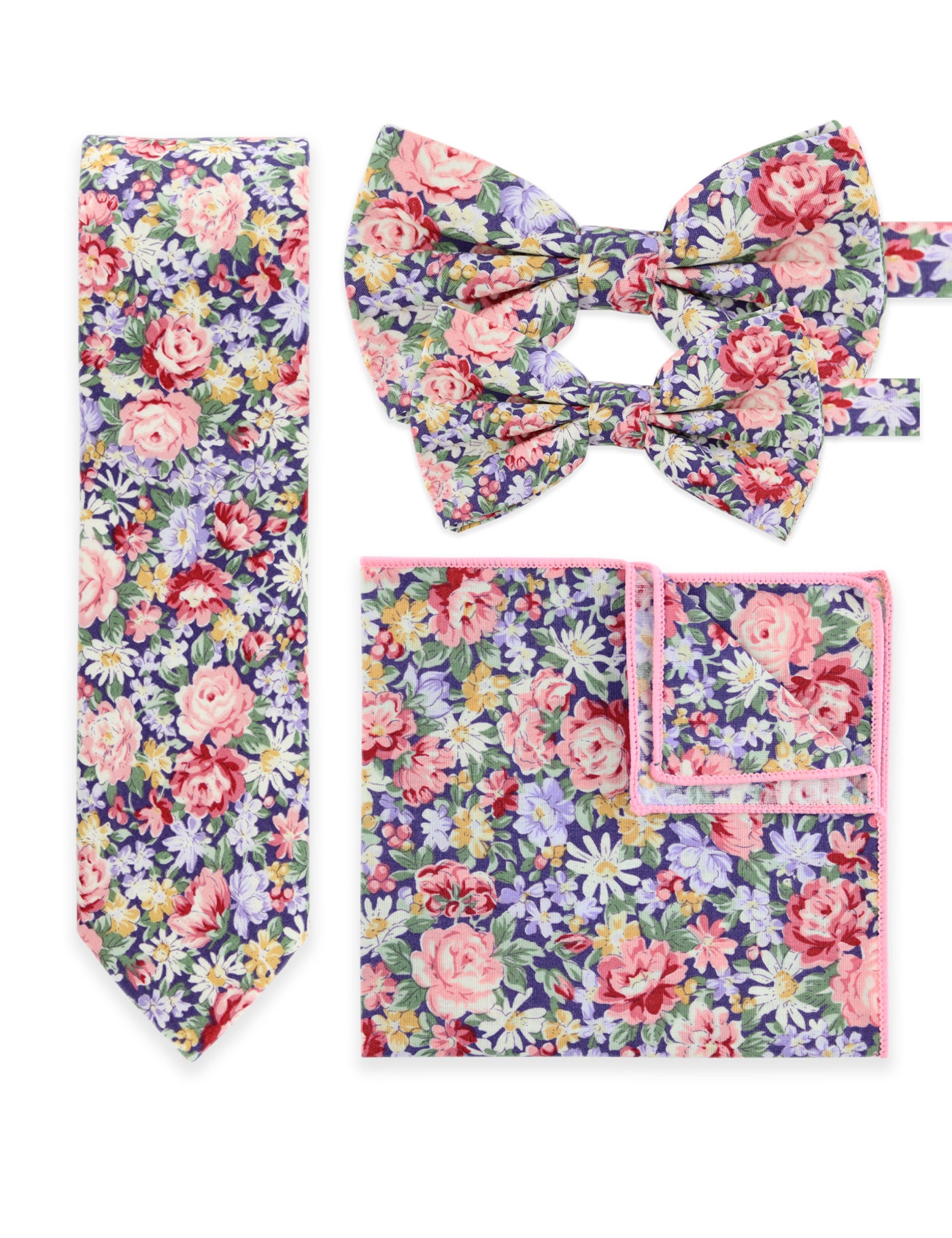 100% Cotton Floral Print Tie - Navy