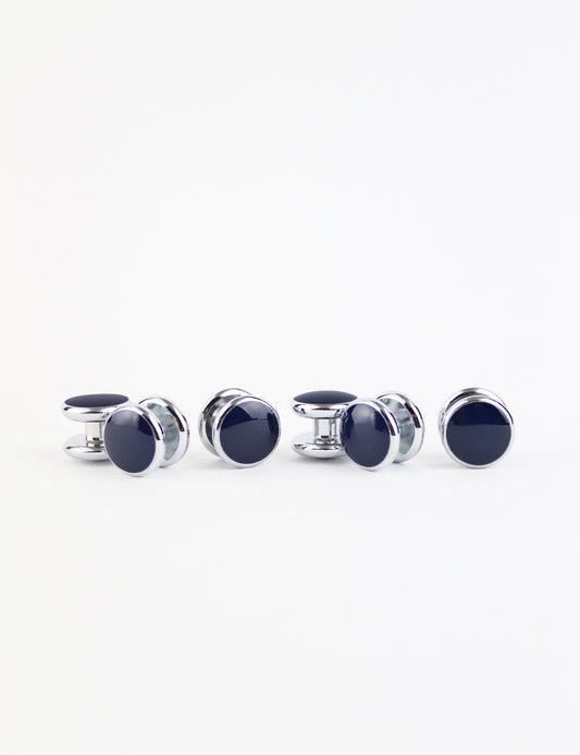 Cufflinks - Navy & Silver Studs