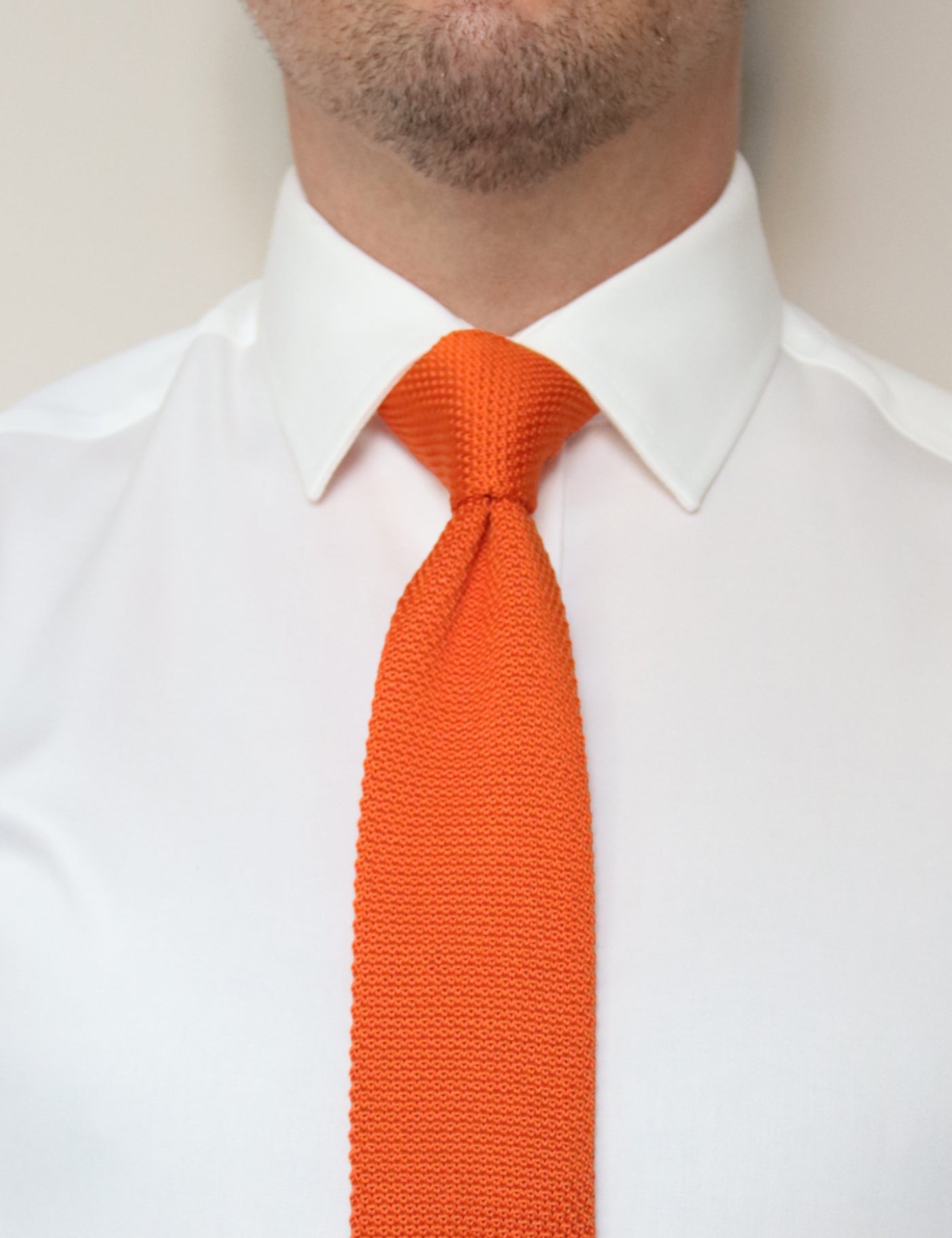 100% Polyester Square End Knitted Tie - Orange