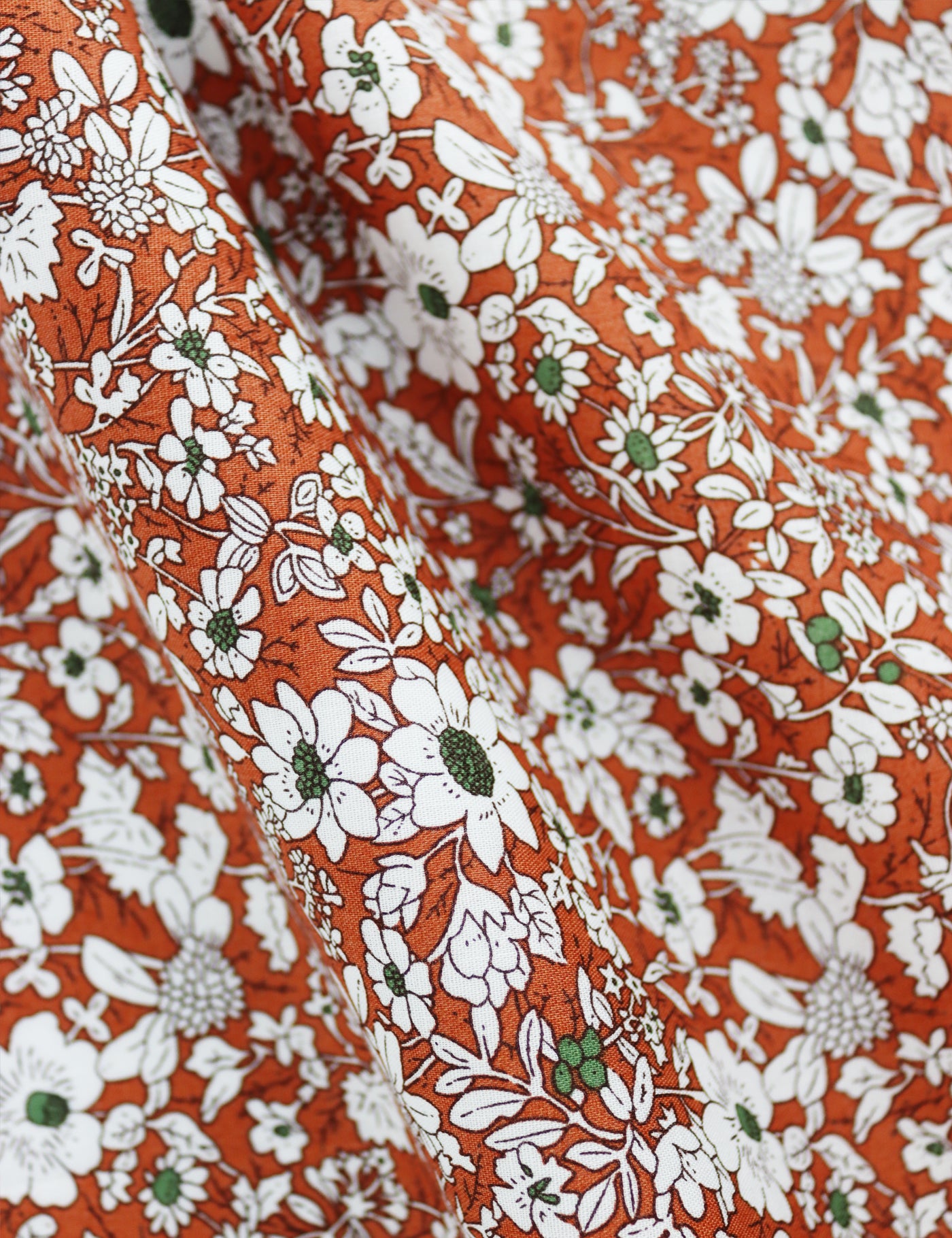 100% Cotton Floral Print Tie - Orange & White