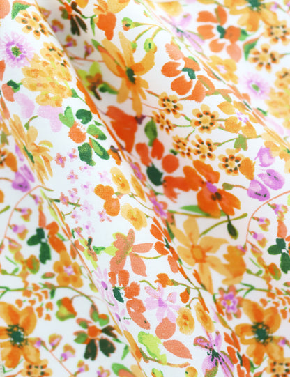 100% Cotton Floral Print Pocket Square - Orange