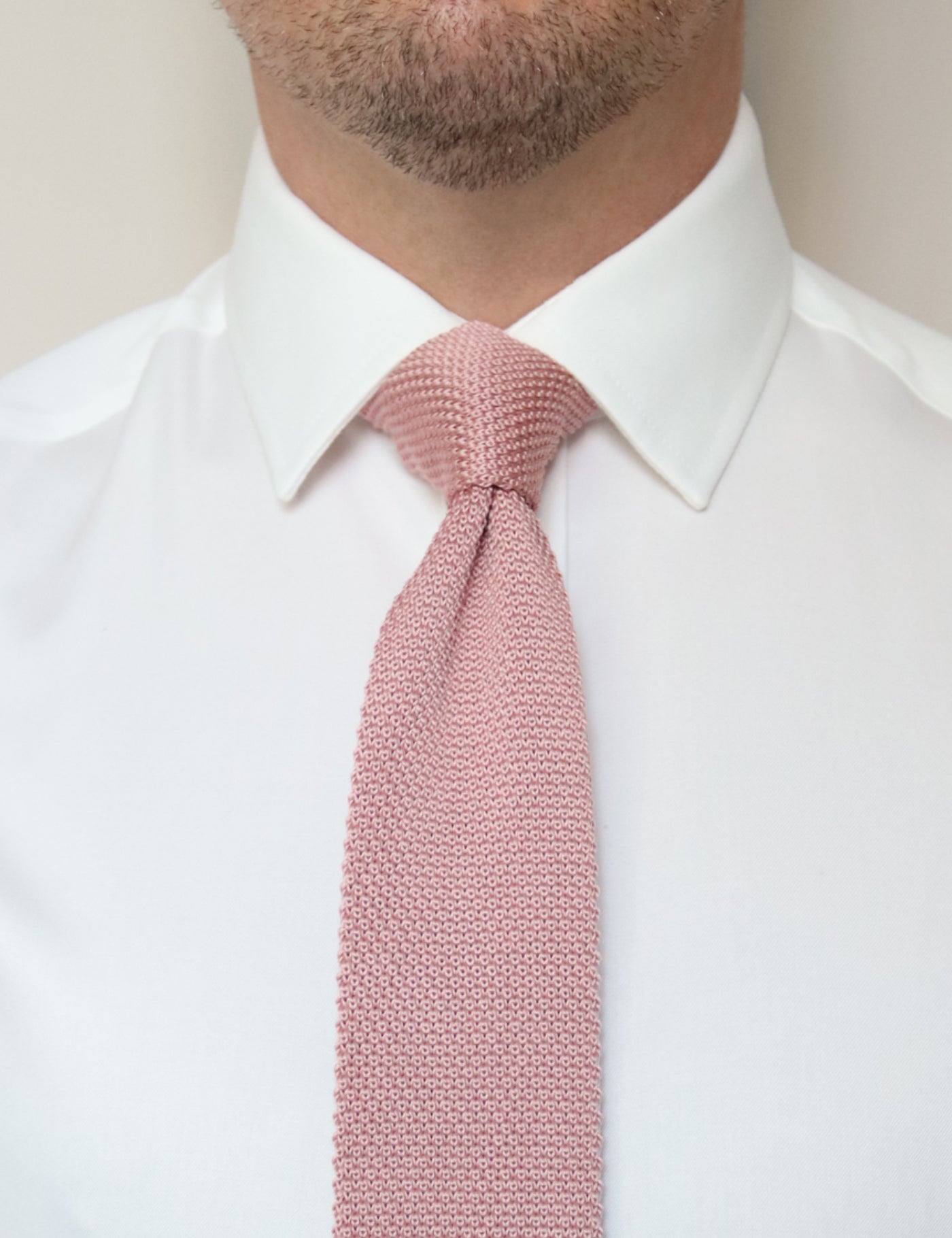 100% Polyester Diamond End Knitted Tie - Dusty Pink