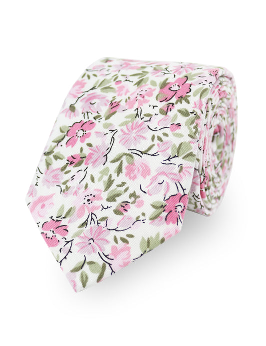 100% Cotton Floral Print Tie - Pink