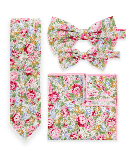 NEW - 100% Cotton Floral Print Tie - Pink